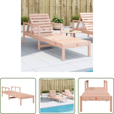 vidaXL Tumbona de madera maciza -  Tumbona de madera maciza douglas 199,5x62x55 cm