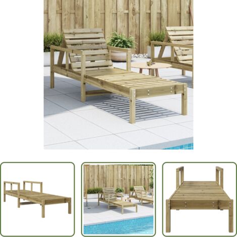 vidaXL Tumbona de pino -  Tumbona de madera de pino impregnada 199,5x62x55 cm