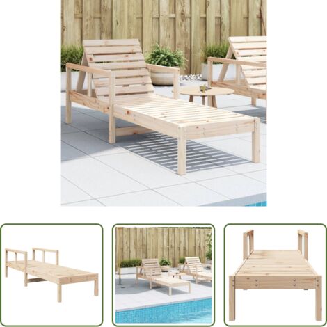 vidaXL Tumbona de pino -  Tumbona de madera maciza de pino 199,5x62x55 cm