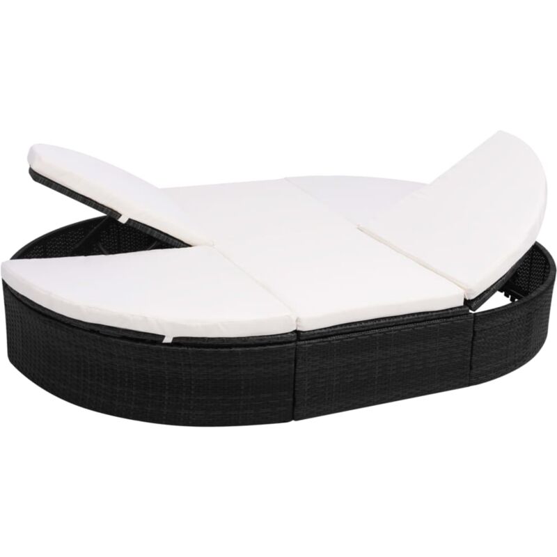 

vidaXL Tumbona cama de jardín con cojines ratán sintético negro - Negro