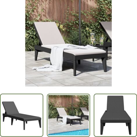 vidaXL Tumbona de polipropileno - Tumbona de PP gris antracita 186x60x29 cm