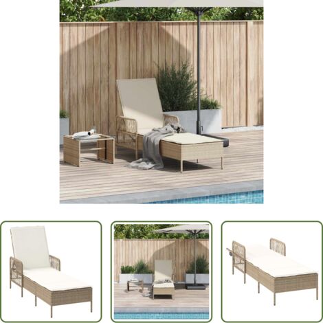 vidaXL Tumbona de ratán sintético - Tumbona Beige y crema 55 x 200 x 92 cm ratán sintético
