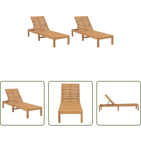 vidaXL Tumbona de teca - Tumbonas 2 unidades madera maciza de teca