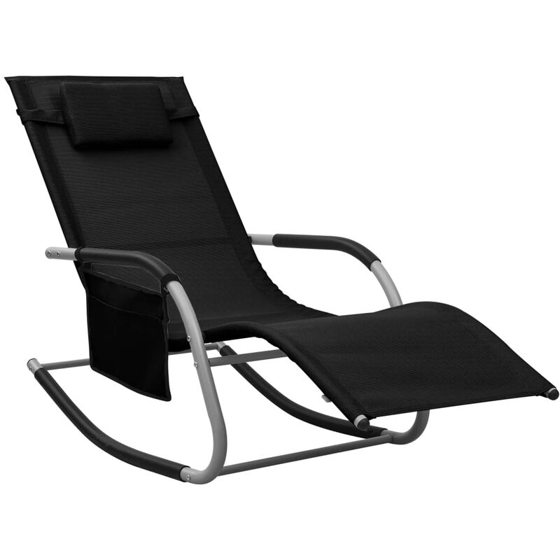 

vidaXL Tumbona de textilene negro y gris - Negro