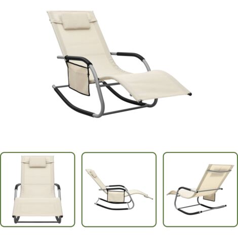 vidaXL Tumbona de textileno - Tumbona de textilene crema y gris