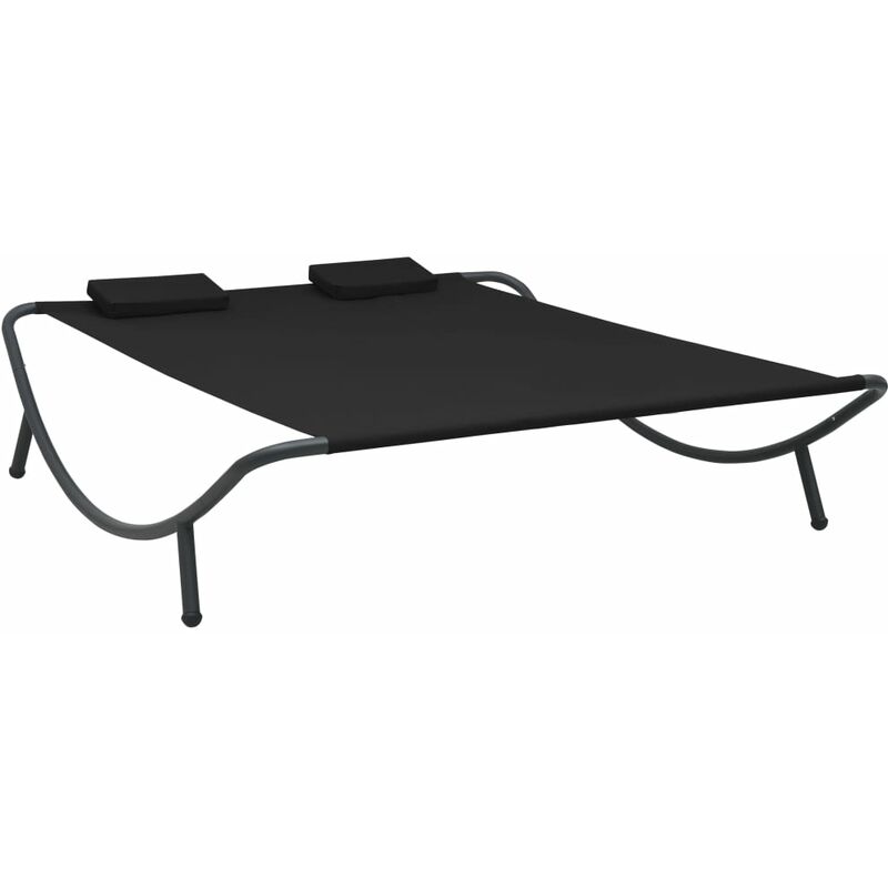 

vidaXL Tumbona doble de exterior de tela negro - Negro