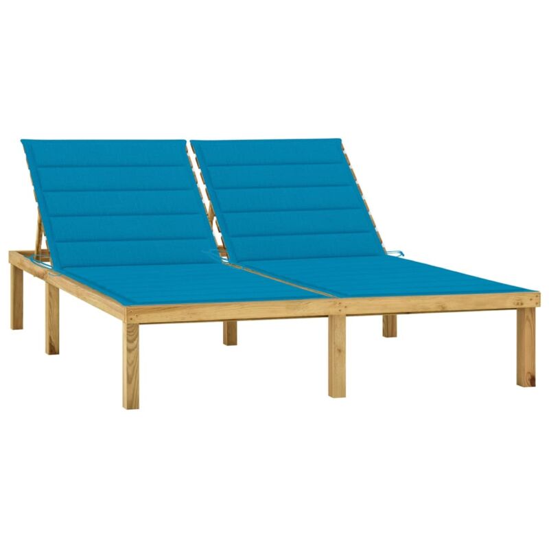 

vidaXL Tumbona doble y cojines azules madera pino impregnada - Azul
