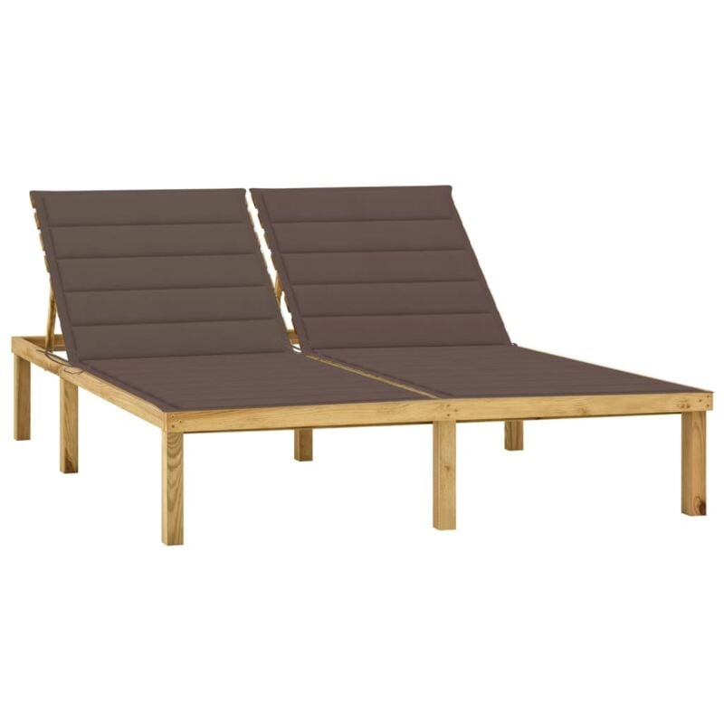 

vidaXL Tumbona doble y cojines gris taupé madera pino impregnada - Gris Topo