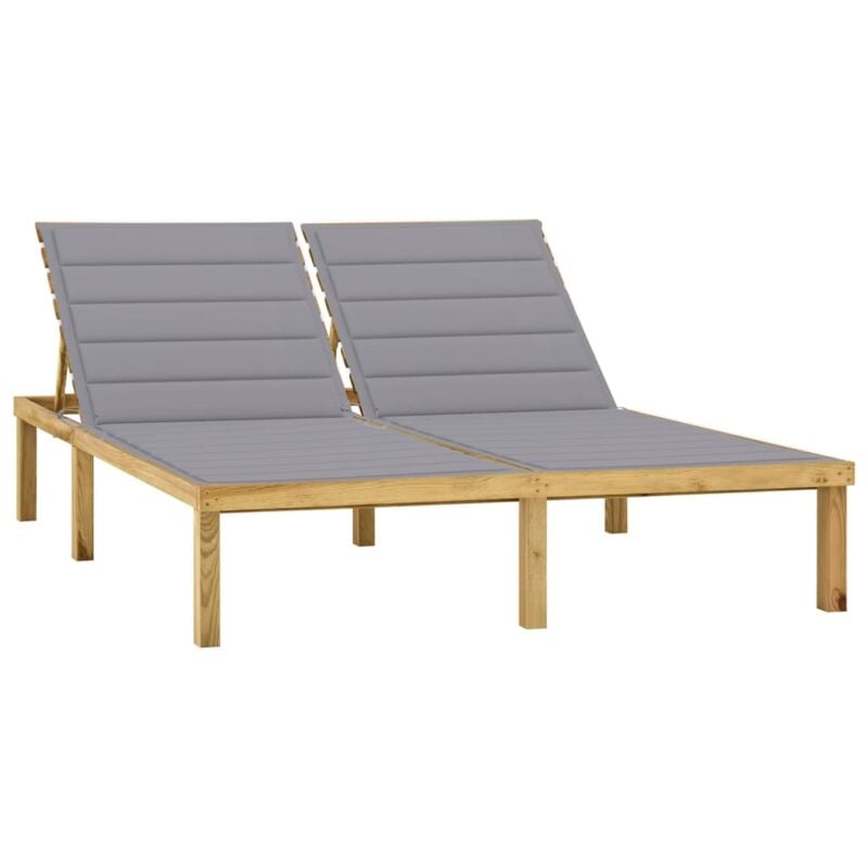 

vidaXL Tumbona doble y cojines grises madera de pino impregnada - Gris