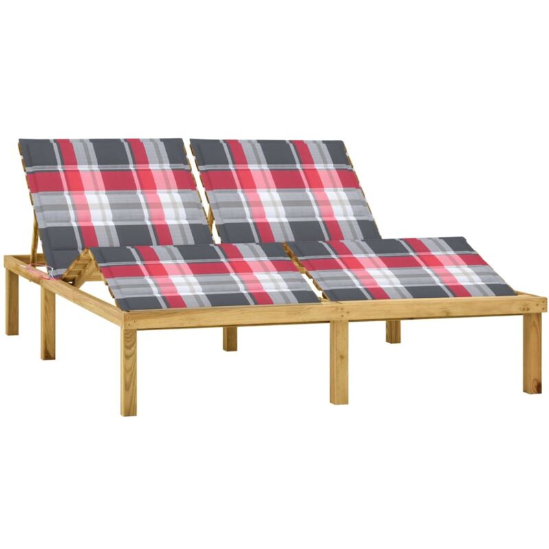 

vidaXL Tumbona doble y cojines madera de pino impregnada - Multicolor