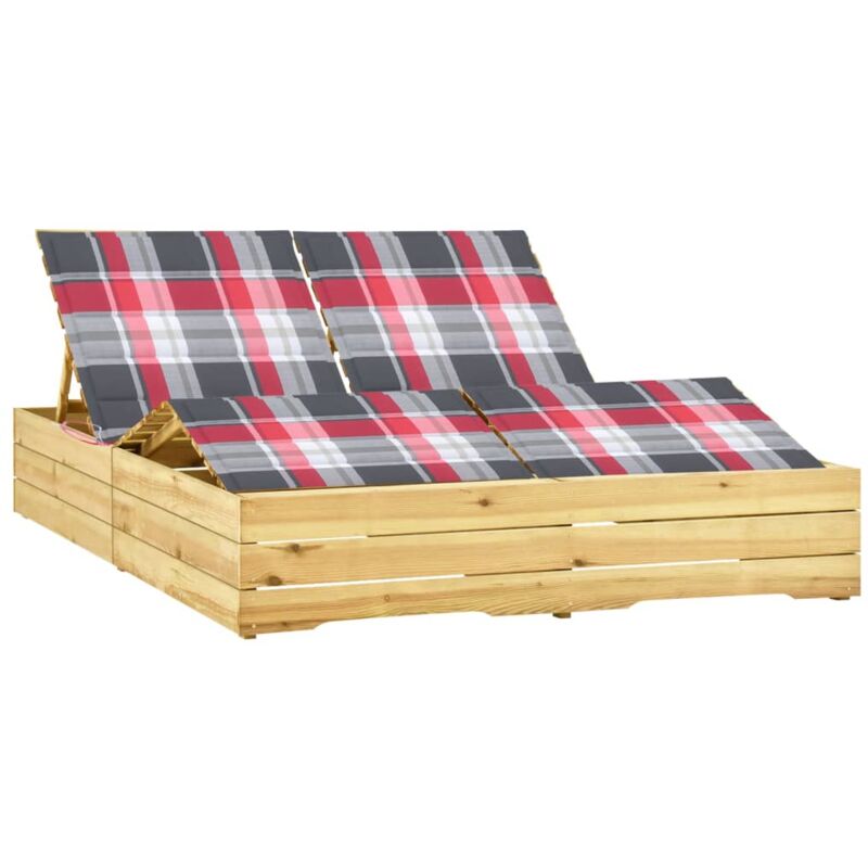 

vidaXL Tumbona doble y cojines madera de pino impregnada - Multicolor