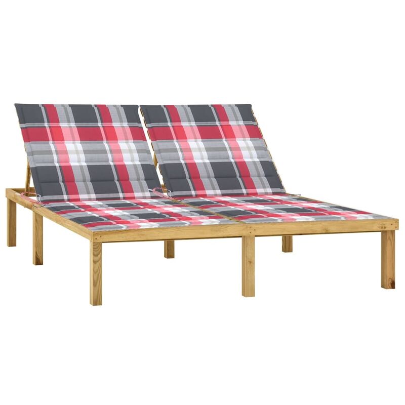 

vidaXL Tumbona doble y cojines madera de pino impregnada - Multicolor