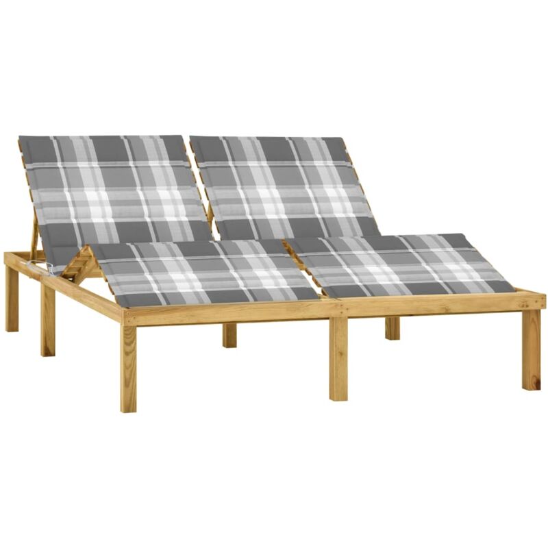 

vidaXL Tumbona doble y cojines madera de pino impregnada - Multicolor