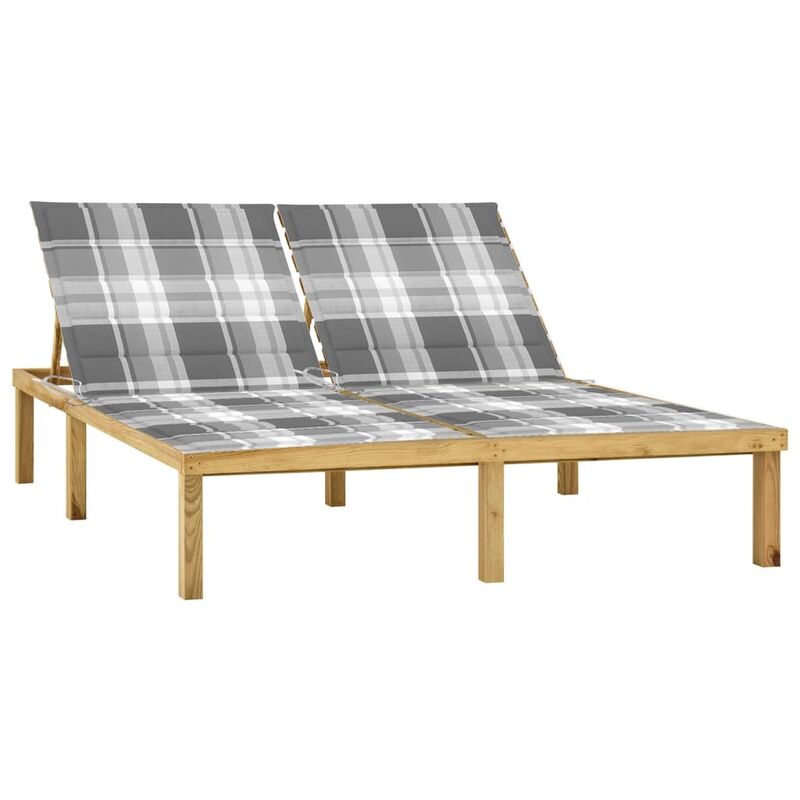 

vidaXL Tumbona doble y cojines madera de pino impregnada - Multicolor