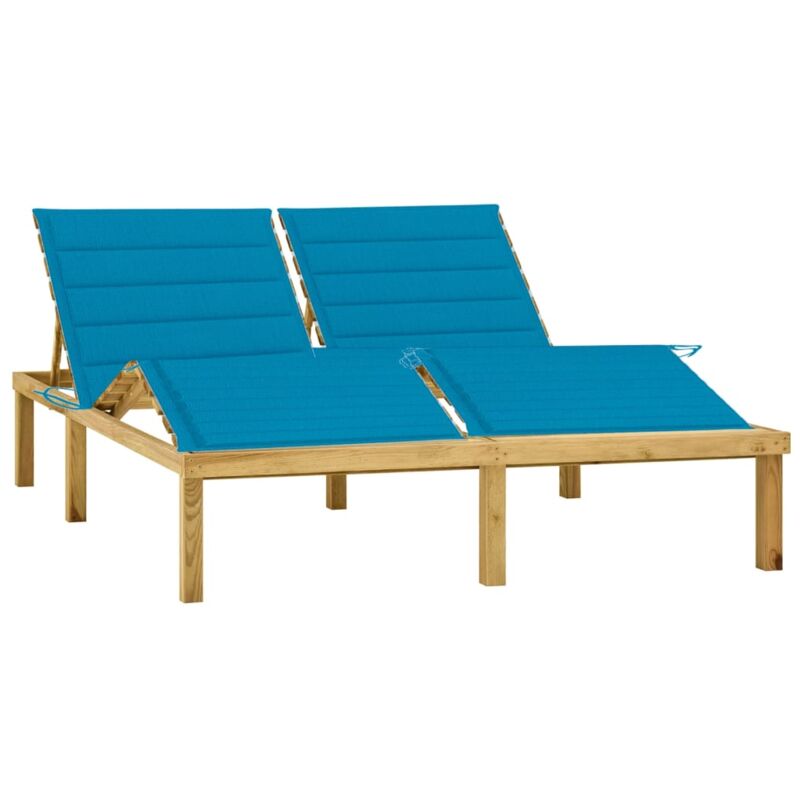 

vidaXL Tumbona doble y cojines madera pino impregnada azul - Azul