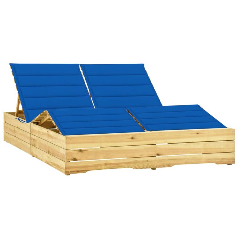 

vidaXL Tumbona doble y cojines madera pino impregnada azul royal - Azul