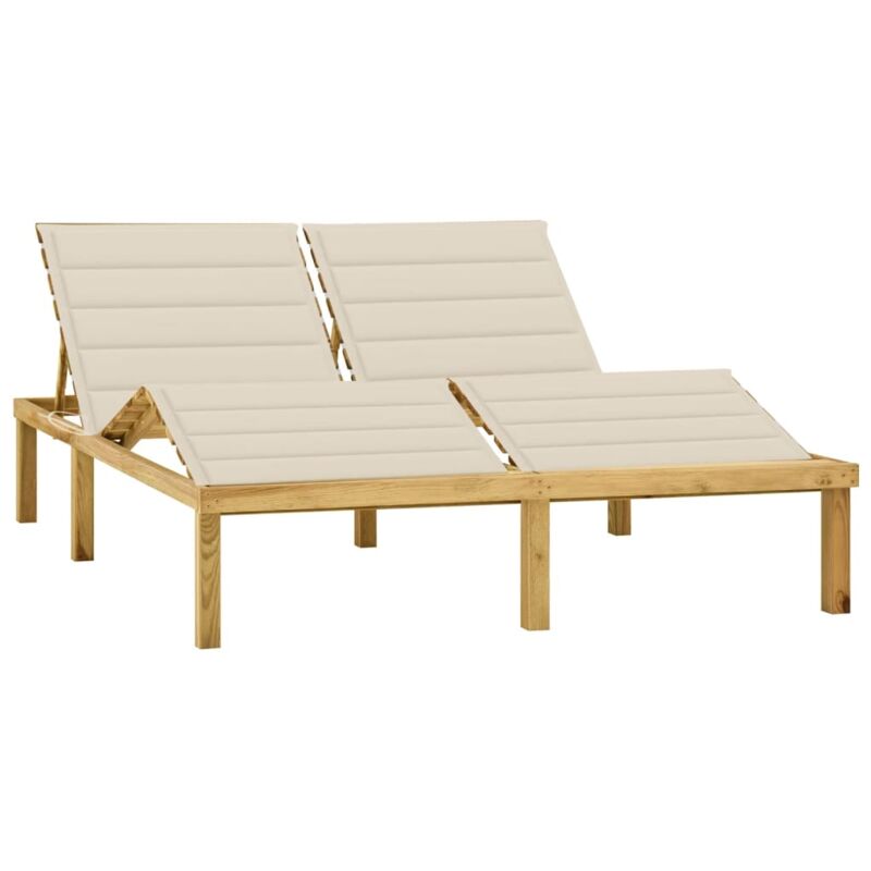 

vidaXL Tumbona doble y cojines madera pino impregnada crema - Crema