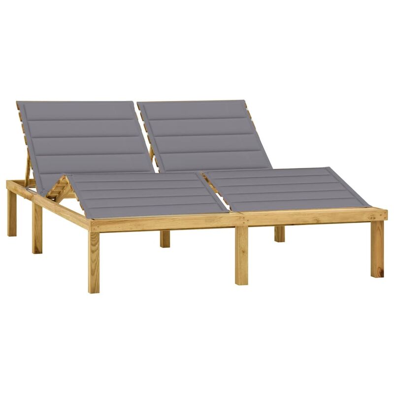 

vidaXL Tumbona doble y cojines madera pino impregnada gris - Gris