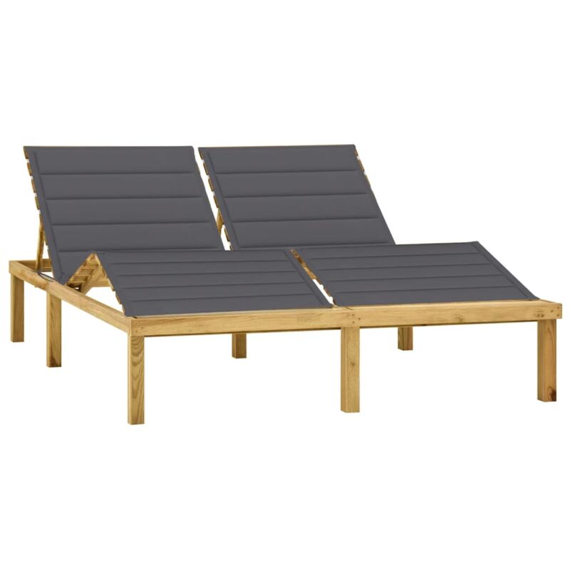 

vidaXL Tumbona doble y cojines madera pino impregnada gris antracita - Antracita