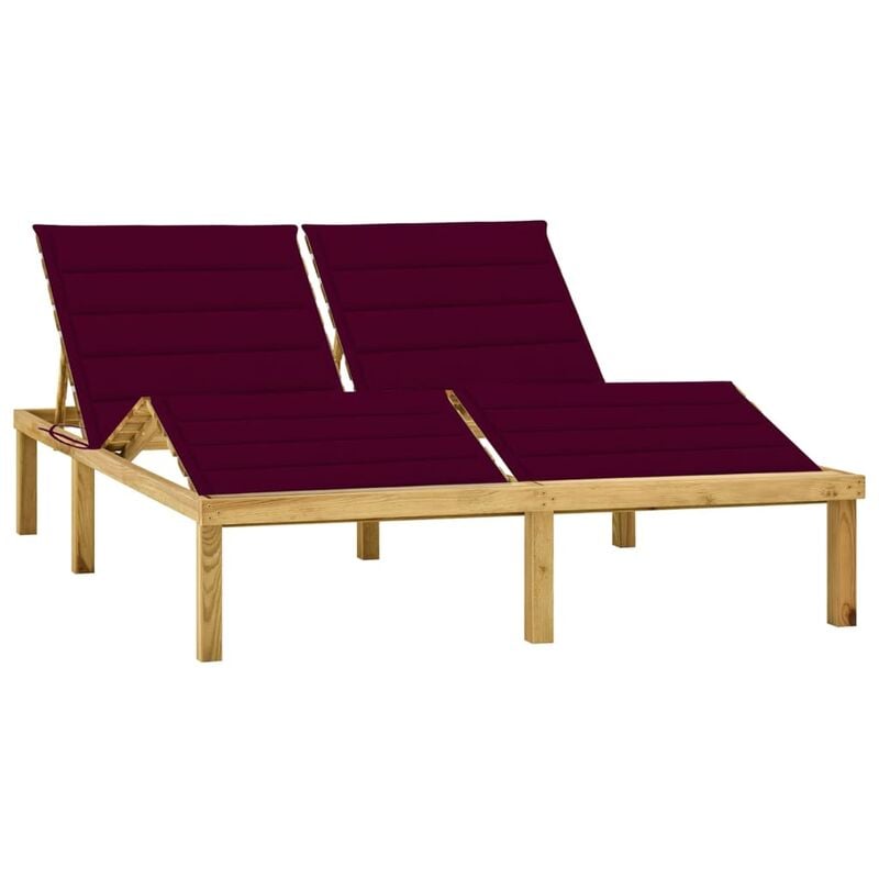 

vidaXL Tumbona doble y cojines madera pino impregnada rojo tinto - Rojo