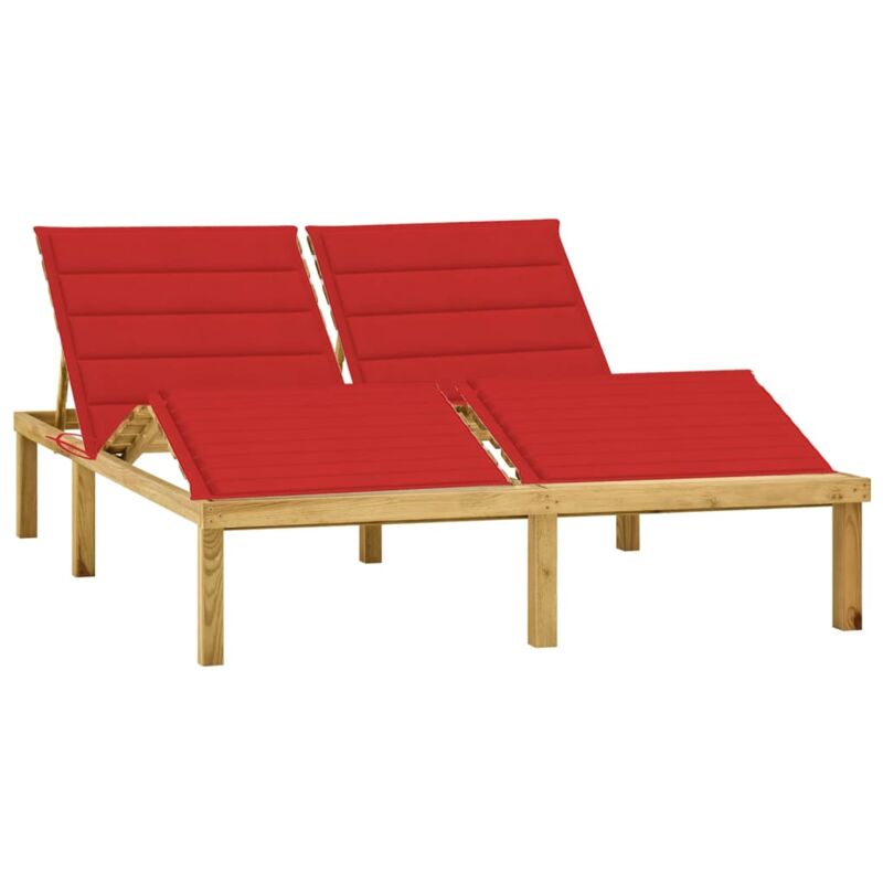 

vidaXL Tumbona doble y cojines madera pino impregnada rojo tinto - Rojo