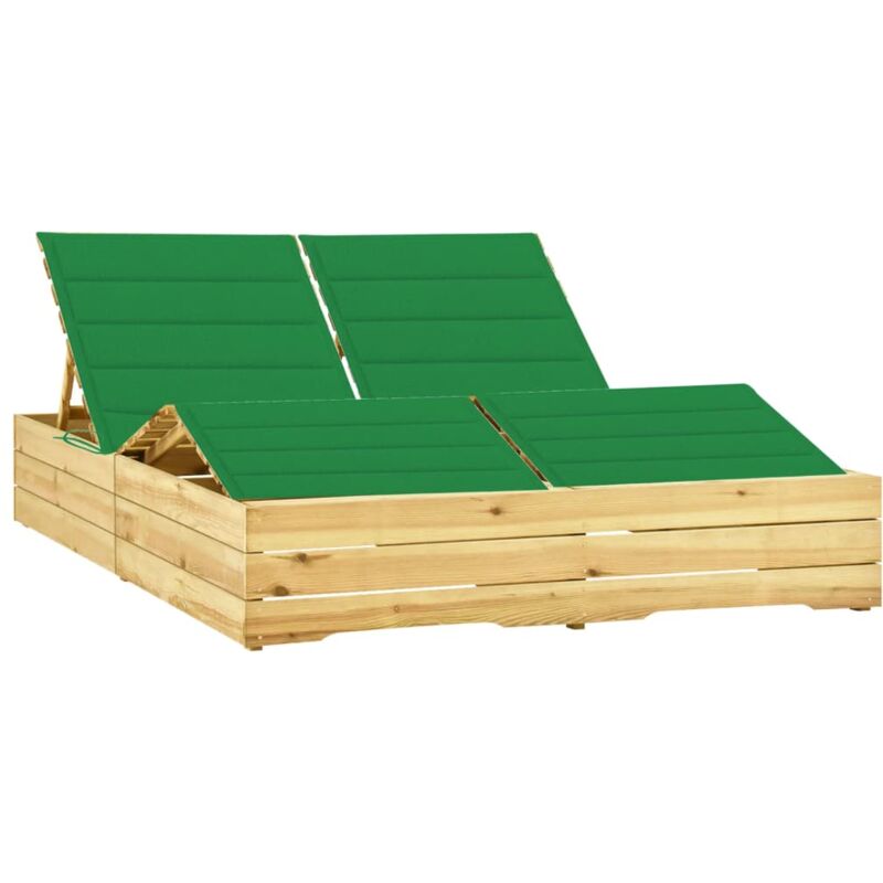

vidaXL Tumbona doble y cojines madera pino impregnada verde - Verde