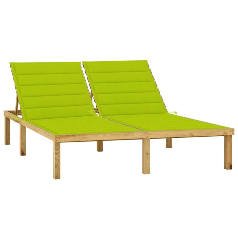 

vidaXL Tumbona doble y cojines verde brillante madera pino impregnada - Verde