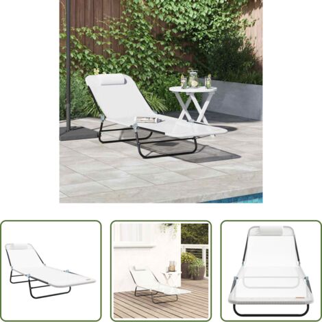 vidaXL Tumbona exterior -  Tumbona plegable Crema 182 x 55 x 85,5 cm Textileno