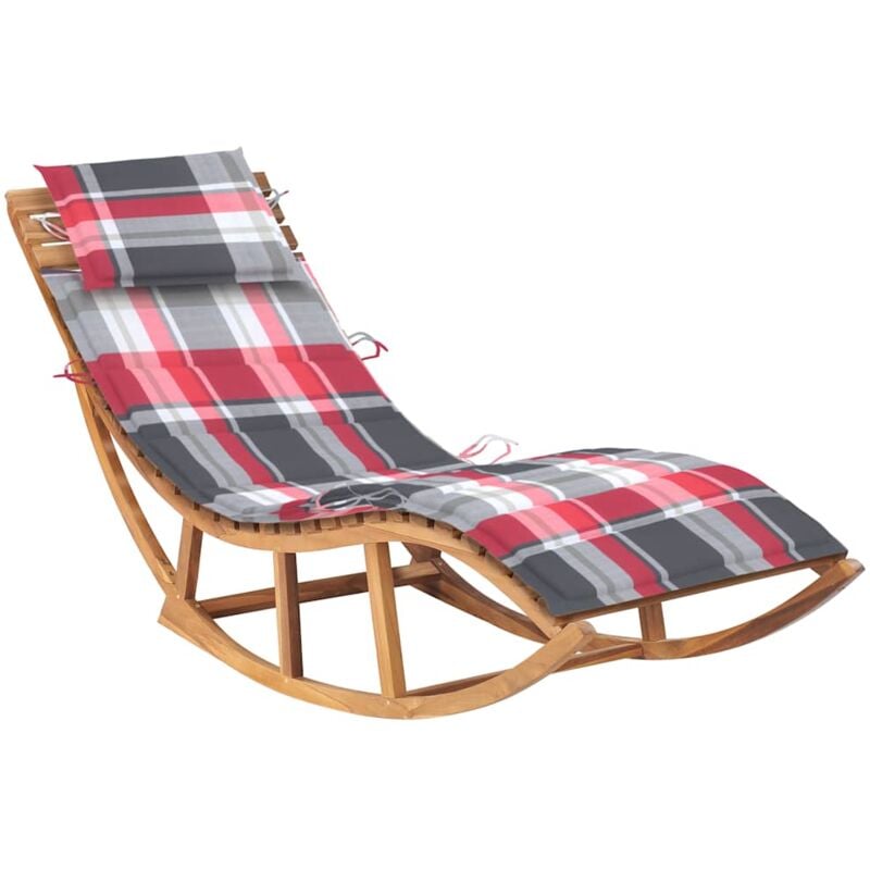 

vidaXL Tumbona mecedora con cojín madera maciza de teca - Marrón
