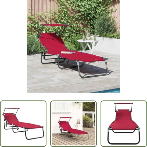vidaXL Tumbona moderna -  Tumbona plegable Rojo 190 x 57 x 81 cm oxford