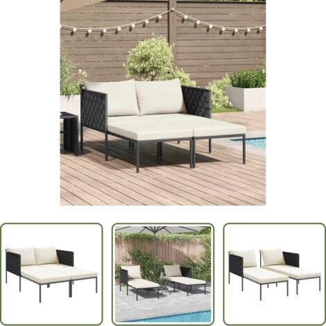 vidaXL Tumbona para jardín -  Tumbona con cojín 2-persona Antracita 153 x 115 x 69.5 cm