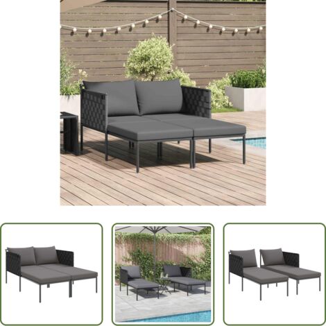 vidaXL Tumbona para jardín -  Tumbona con cojín 2-persona Antracita 153 x 115 x 69.5 cm