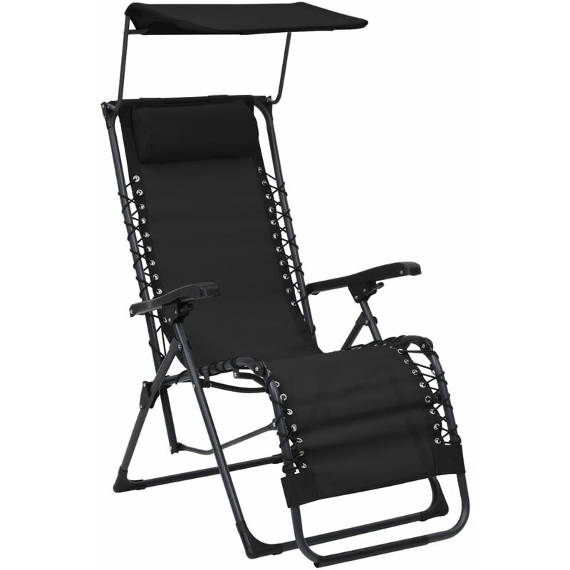 

vidaXL Tumbona plegable de textilene negro - Negro