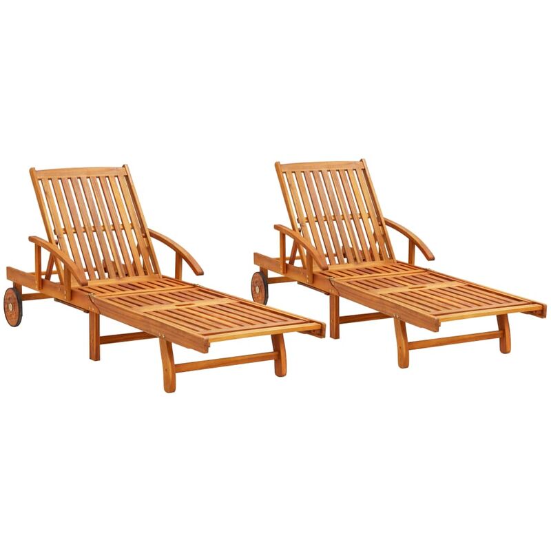 

vidaXL Tumbonas 2 unidades madera maciza de acacia - Marrón