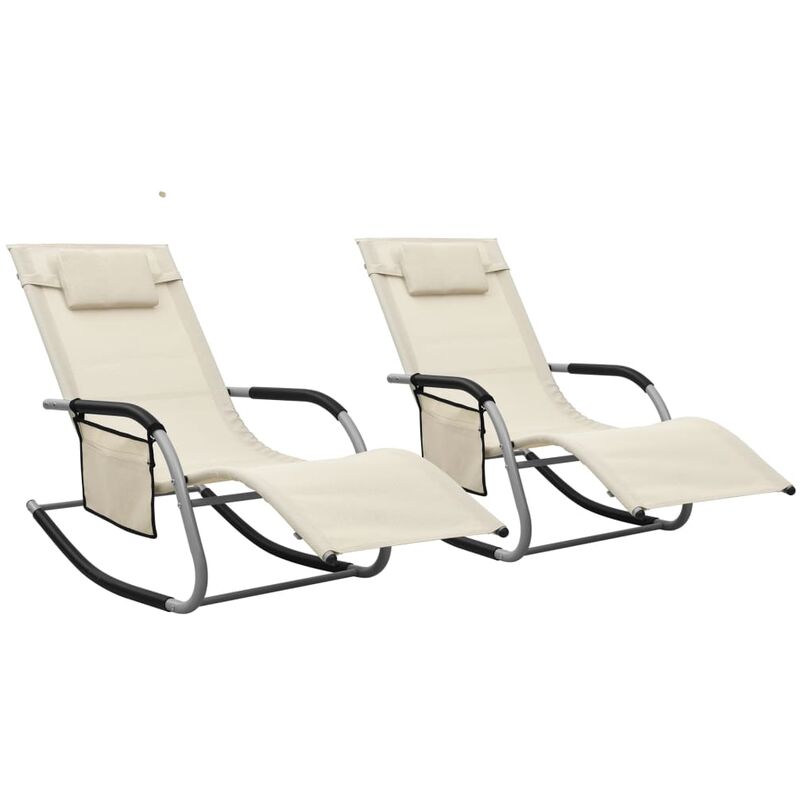 

vidaXL Tumbonas 2 unidades textilene crema y gris - Crema