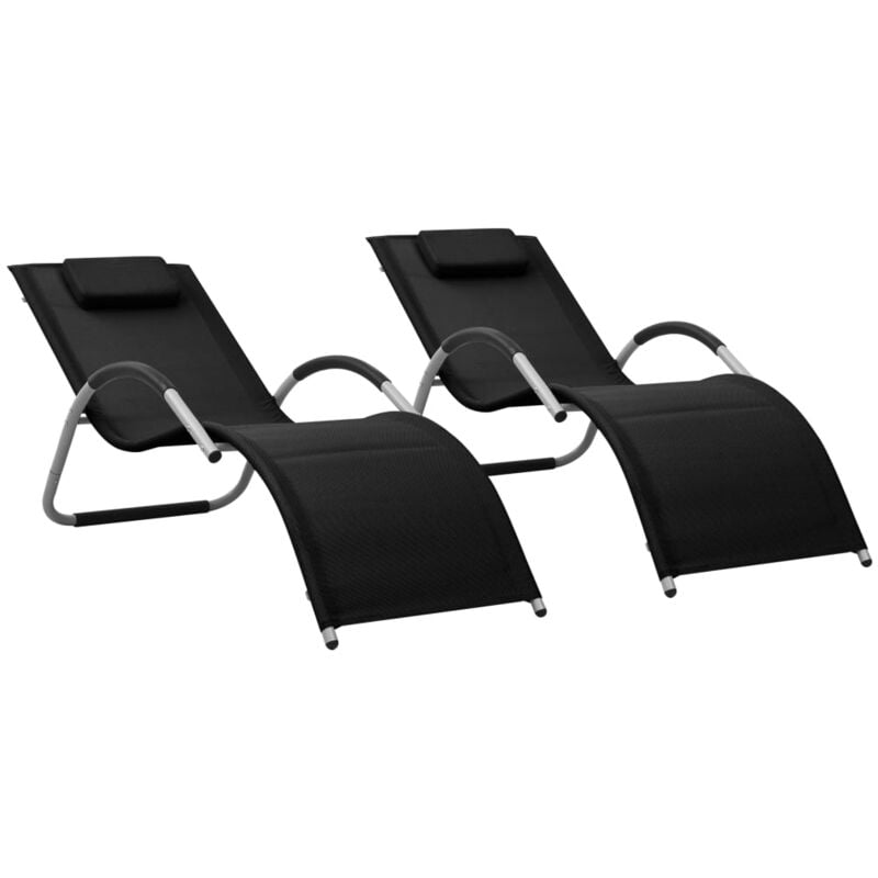 

vidaXL Tumbonas 2 unidades textilene negro y gris - Negro