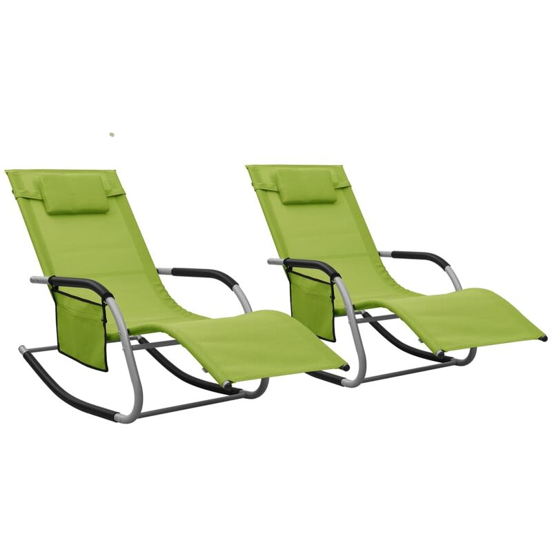 

vidaXL Tumbonas 2 unidades textilene verde y gris - Verde