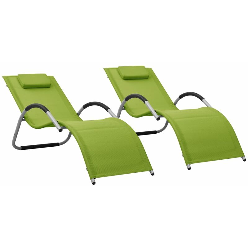 

vidaXL Tumbonas 2 unidades textilene verde y gris - Verde