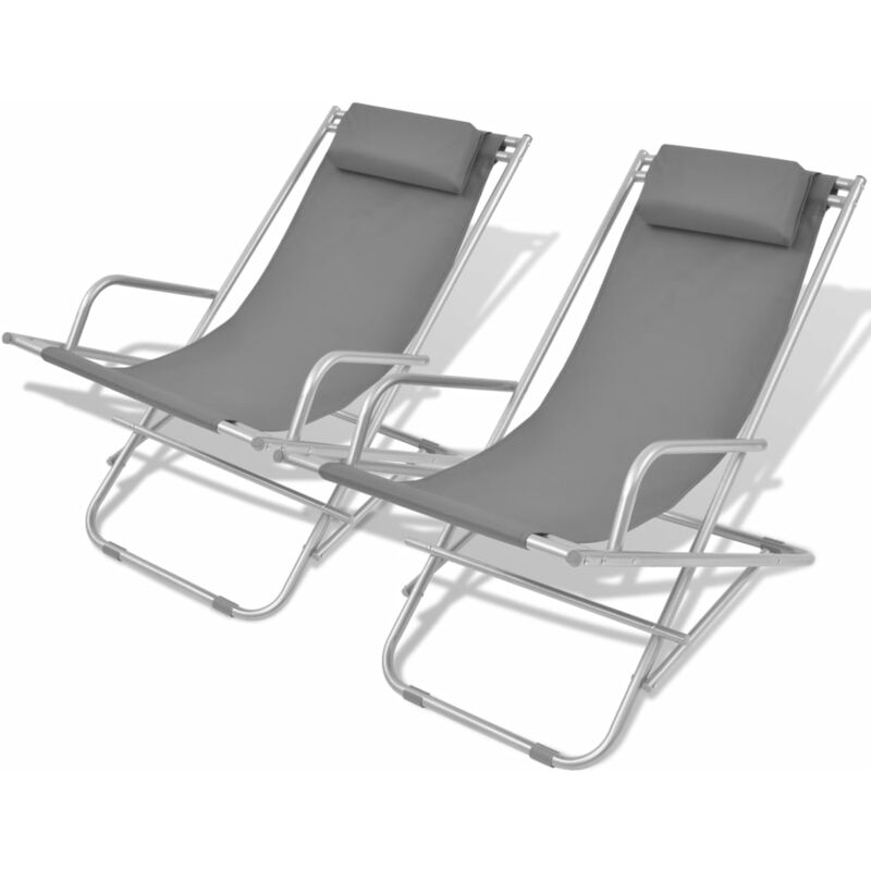 

vidaXL Tumbonas reclinables 2 unidades acero gris - Gris