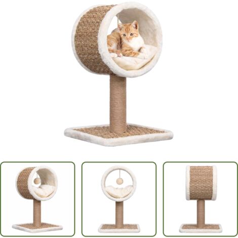 vidaXL Túnel para gatos -  Árbol para gatos túnel superior y juguete hierba marina 56 cm