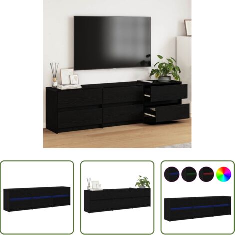 vidaXL TV a muro -  Unità TV 2 pcs Rovere Nero 180 x 34 x 50 cm Legno multistrato