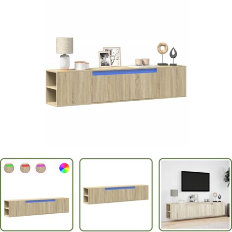vidaXL TV a parete con luci RGB -  Mobile TV a Parete con LED Rovere Sonoma 180x31x39,5 cm