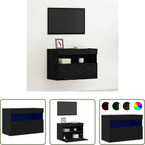 vidaXL TV a parete -  Mobile TV da parete Rovere nero 60 x 30 x 40 cm