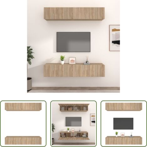 vidaXL TV a parete -  Mobili TV 4 pz Rovere Sonoma 80x30x30 cm in Legno Multistrato