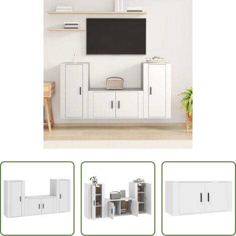 vidaXL TV a parete -  Set Mobili Porta TV 3 pz Bianco in Legno Multistrato