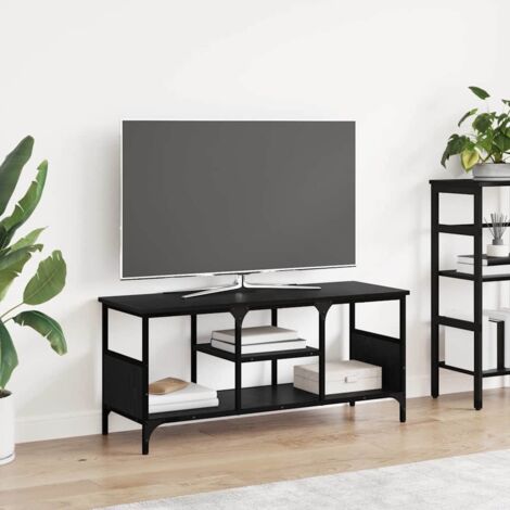 vidaXL  TV Cabinet  Black Oak 100 x 35 x 45 cm Engineered Wood and Iron