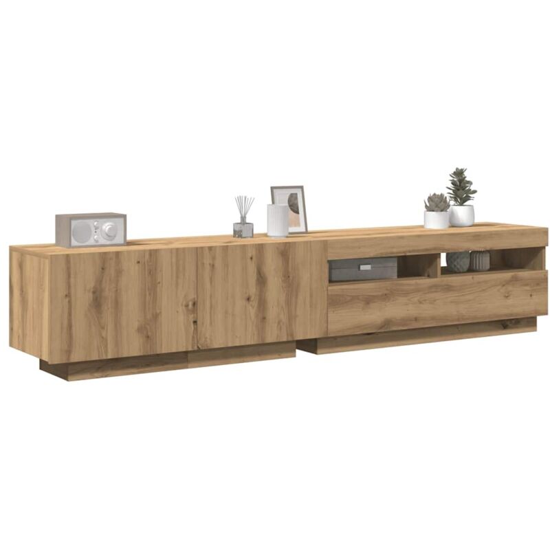 Vidaxl - Tv Cabinet With Led Lights Artisan Oak 200x35x40 Cm Engineered Wood