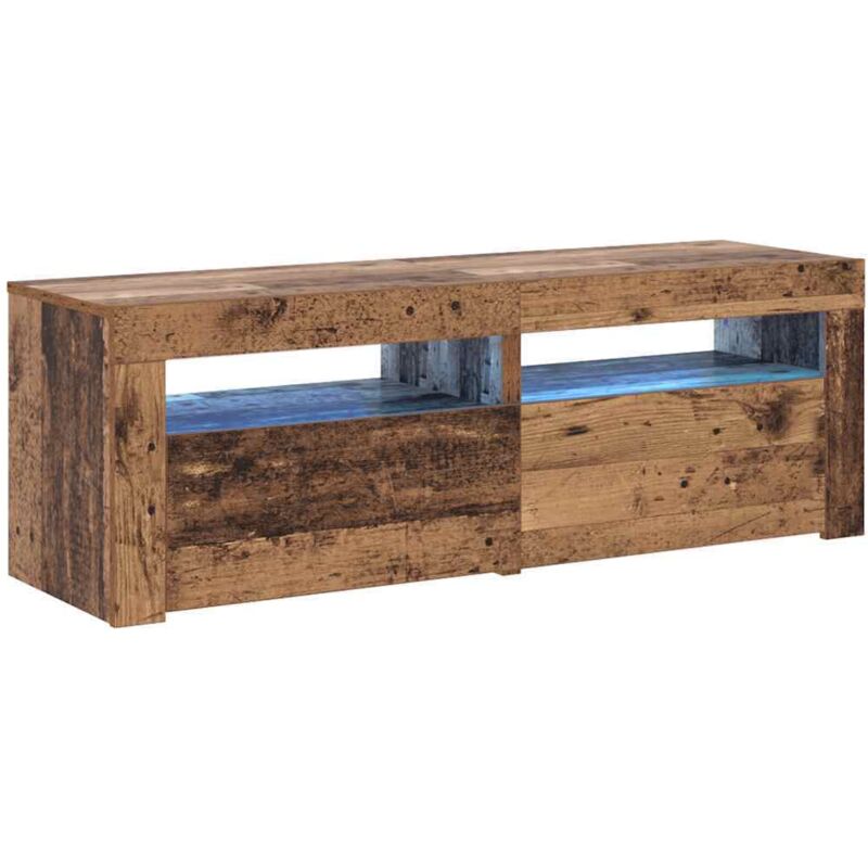 Vidaxl - Tv Cabinet With Led Lights Old Wood 120x35x40 Cm Engineered Wood