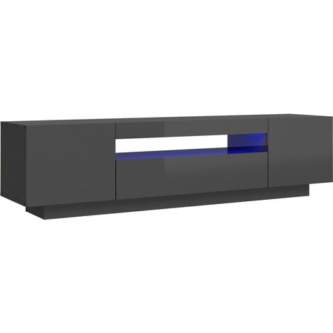 main image of "vidaXL TV Cabinet with LED Lights High Gloss Grey 160x35x40 cm - Grey"