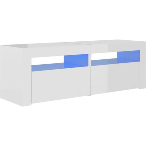 main image of "vidaXL TV Cabinet with LED Lights High Gloss White 120x35x40 cm - White"